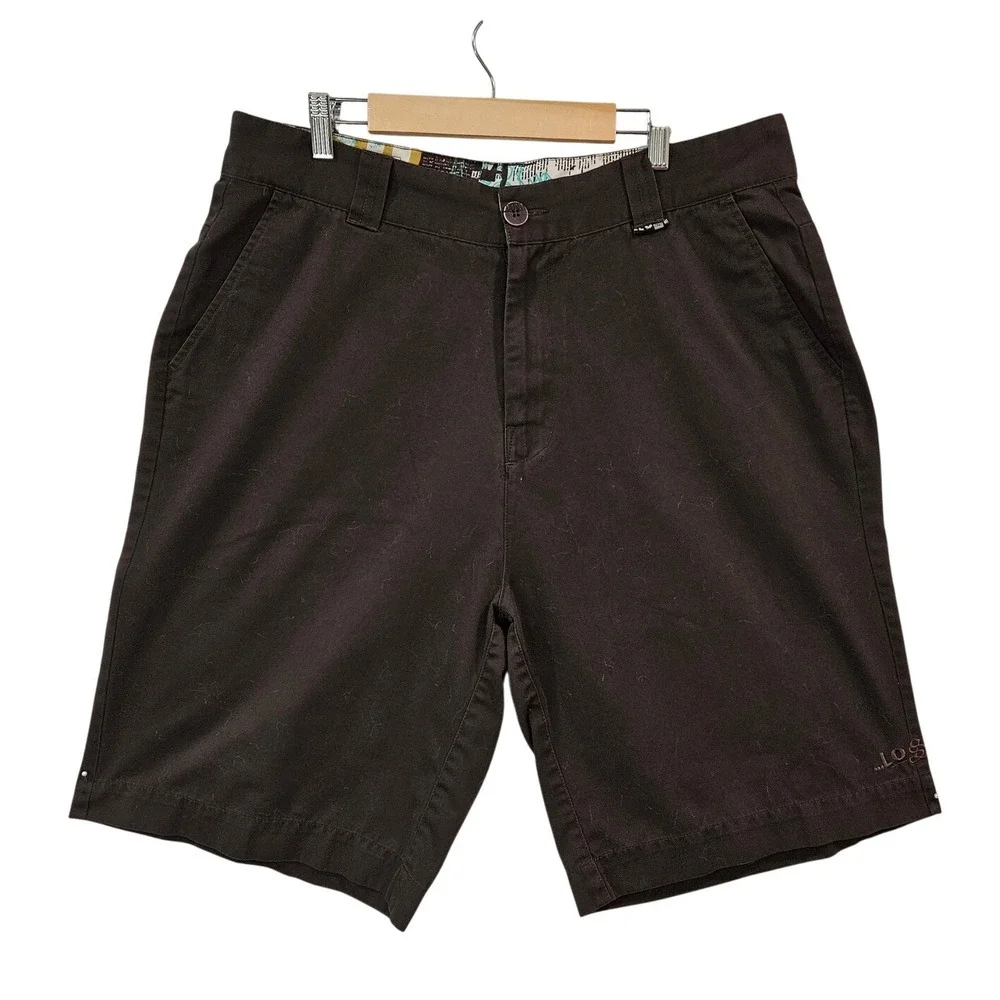 Vintage LOST ENTERPRISES Mens 36 Chino Y2K Skateboard Shorts Brown 24 in Long
